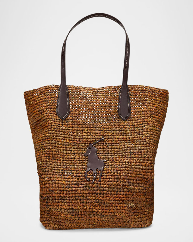 Large North-South Raffia Tote Bag